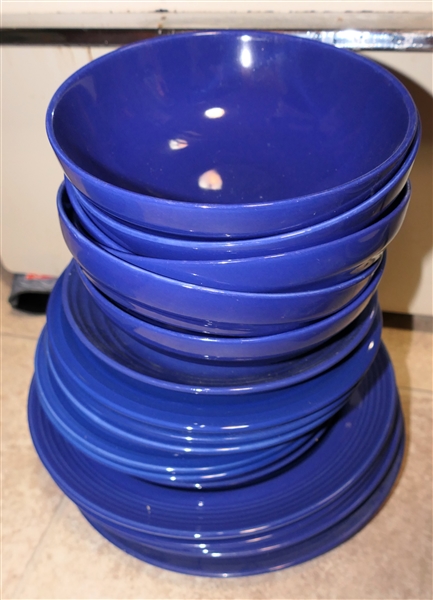 18 Pieces of Blue Pier 1 Dinnerware - Cereal Bowls, Salad Plates, and Dinner Plates 