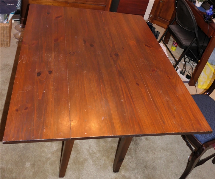 Pine Drop Leaf Table - Measures 29" Tall 48" by 19" Closed - Leaves Measure 12" 