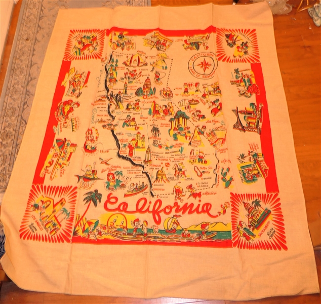 Vintage California Map Tablecloth - Great Graphics 