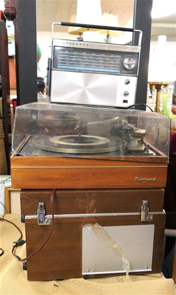 Garrard AT60 Record Player, Motorola All Transistor Multi Band Radio, and Akai 1710W 4 Track Stereophonic Reel to Reel Recorder