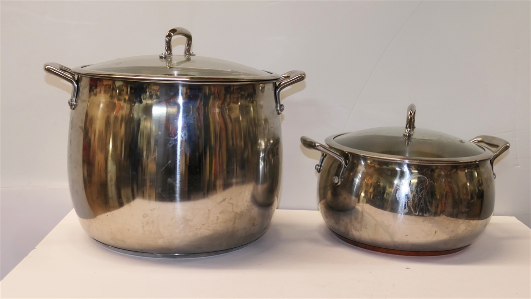 2 - Biltmore Home Stock Pots with Lids - 16 Quart and 6.8 Quart 