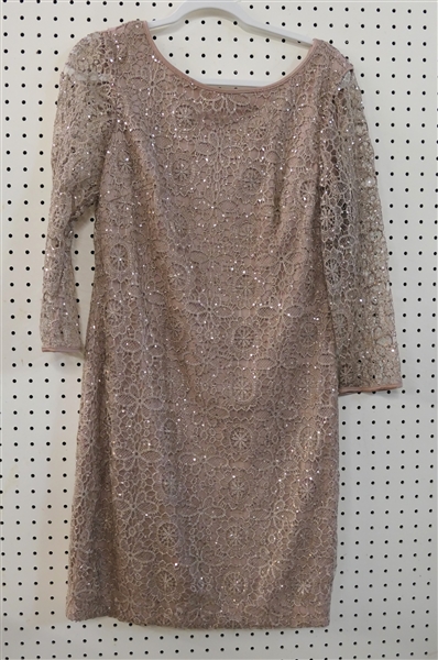 Adrianna Papell Size 12 - Taupe Lace Dress 