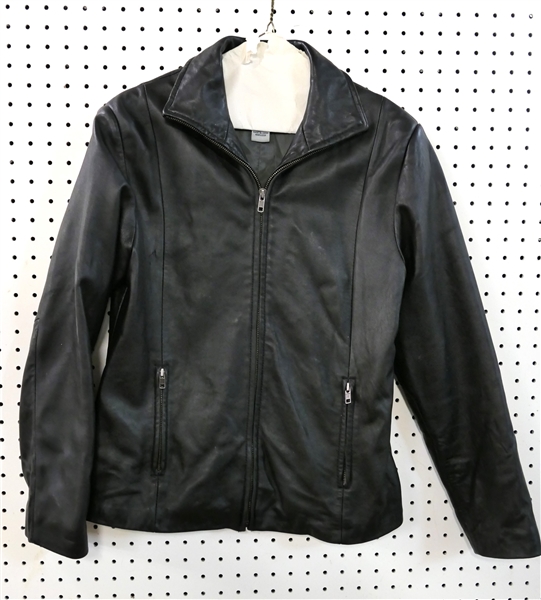 Boston Harbour Black Leather Jacket - Size Small 