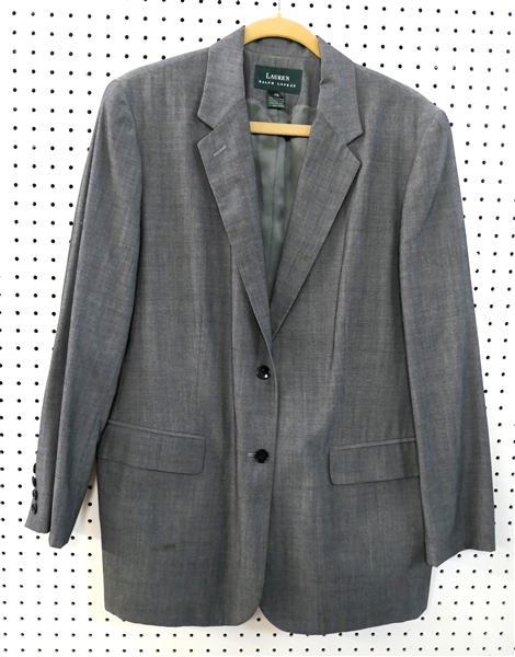 Lauren Ralph Lauren Gray Blazer Size 14W - Small Area of Staining Under Pocket - See Photo