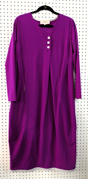 Chiara Cocol - Milano Dress - Size Large - Bright Purple with White Buttons - Made in Italy 