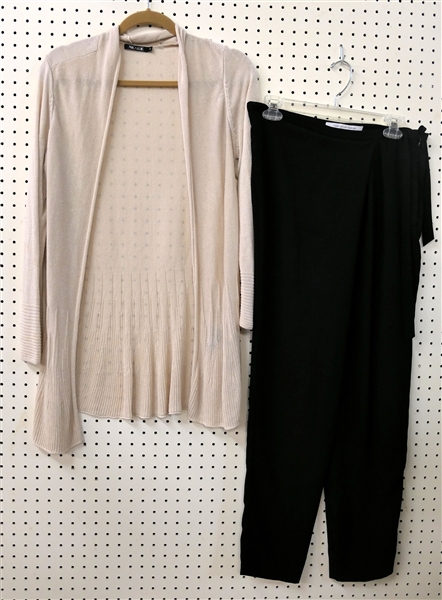 Nic + Zoe Beige Cardigan and Diane Von Furstenberg Black Trousers  -Size 6 