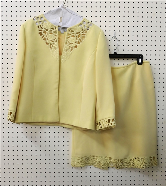 Tahari - Butter Yellow Skirt Suit - Size 8