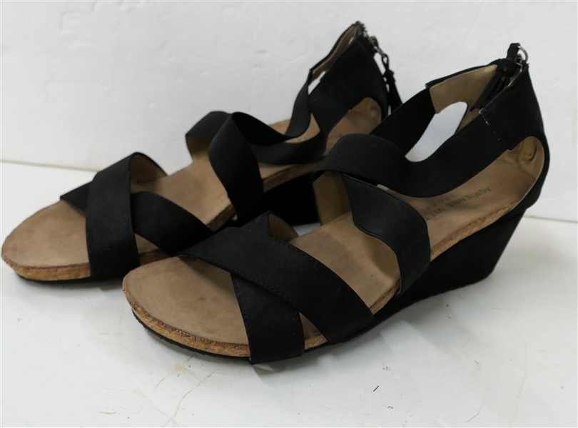 Adrienne Vittidini Sport Black Wedge Sandals - Size 8 1/2