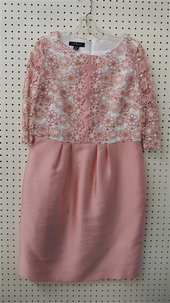 Beautiful Pink Laura Bernal Dress with Floral Bodice - Made in Spain - Size 46