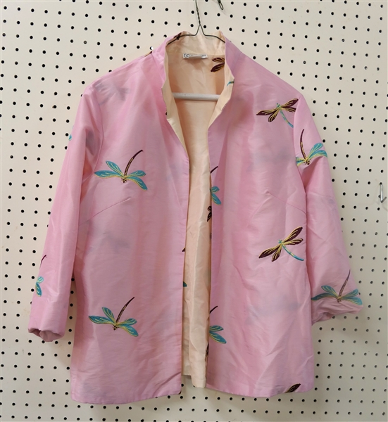 Grace Shuang New York Beautiful  Jacket with Embroidered Dragonflies - Size Large