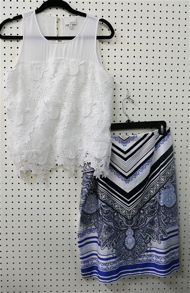 Greyln White Sleeveless Blouse - Size Medium and Antonio Melani Skirt - Size 10 