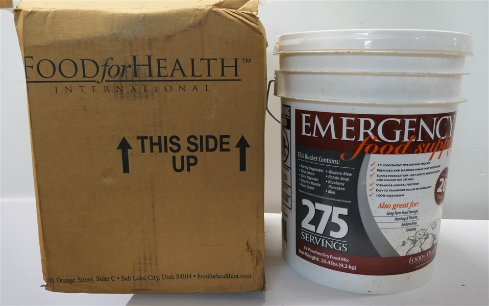 Food for Health International - Emergency Food Supply - 275 Servings - New Never Opened - With Outer Box- Good for 20 Years - Manufactured 2009