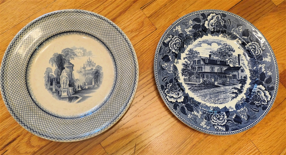 Lacaonia Flow Blue Plate and Old English Staffordshire Ware "Keeler Tavern Plate - Flow Blue Measures 9 1/2" Across