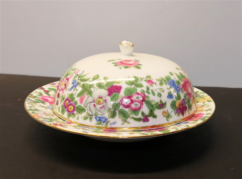 Crown Staffordshire "Thousand Flowers" Butter Dome / Butter Dish - Measures 7 1/2" Across