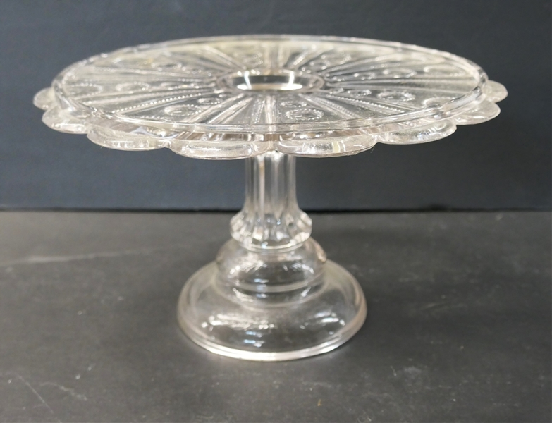 Early American Press Glass Cake Stand - Measures 6" Tall 10" Across