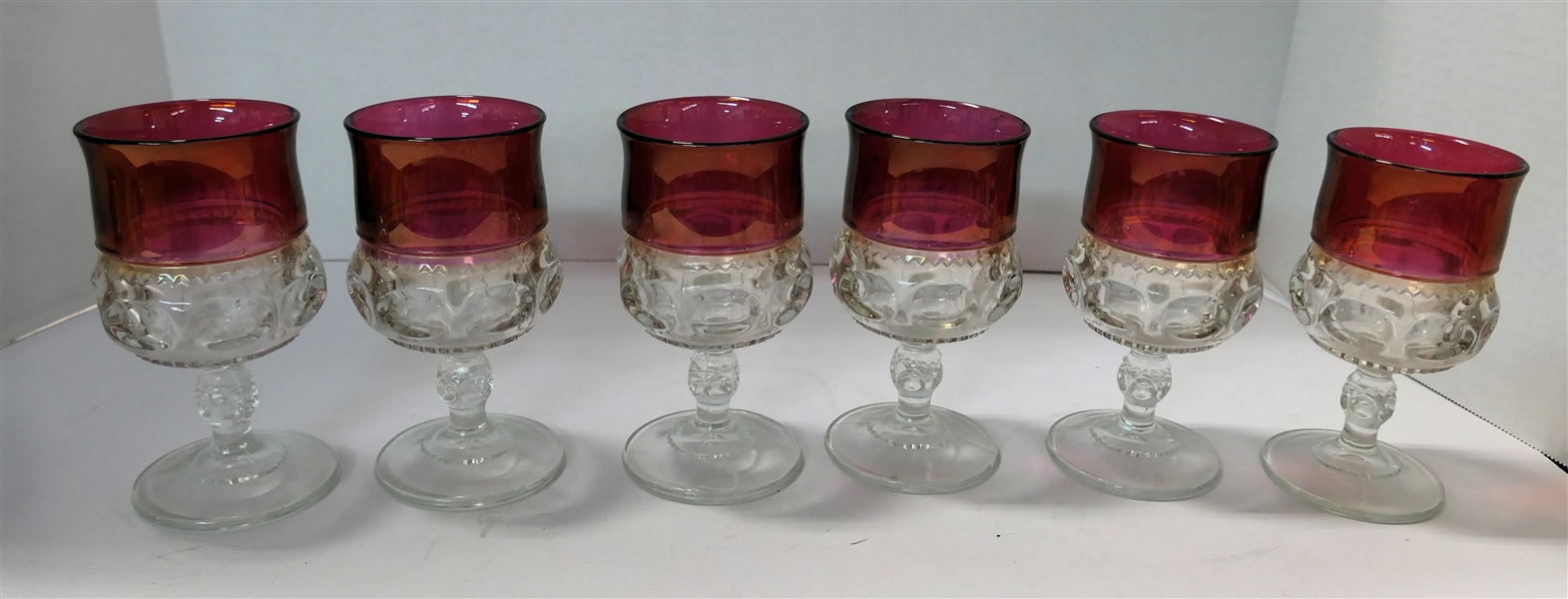 6 - Kings Crown Goblets - Each Measures 5 1/2" Tall 