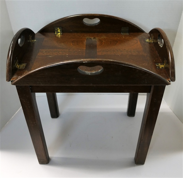 Diminutive Mahogany Butler Style Coffee Table -Folding Sides -  Measures 14" Tall 15" by 10 1/2" 