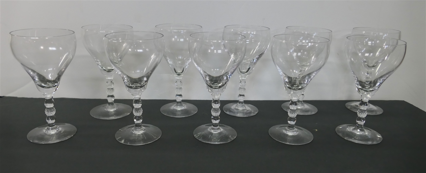 10 Wine Glasses with Golf Ball Stems - Each Measures 5 1/2" Tall 