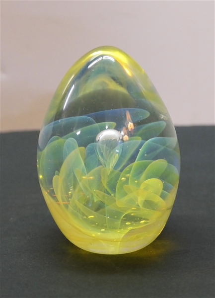 Beautiful Art Glass Paperweight Signed Gilbert C. Johnson 1976 - Measures 3 1/4" tall 