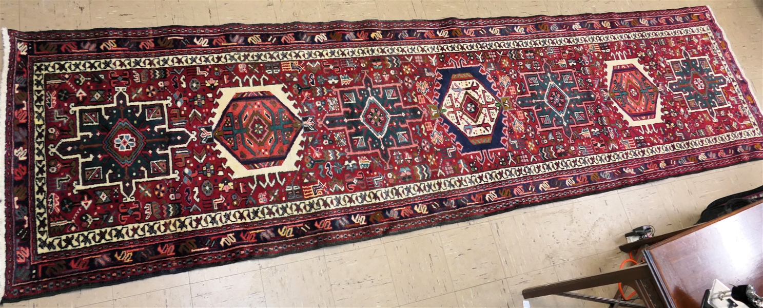 Outstanding Persian Runner - Bright Vibrant Colors - Red Background - Rug Measures 115" by 3