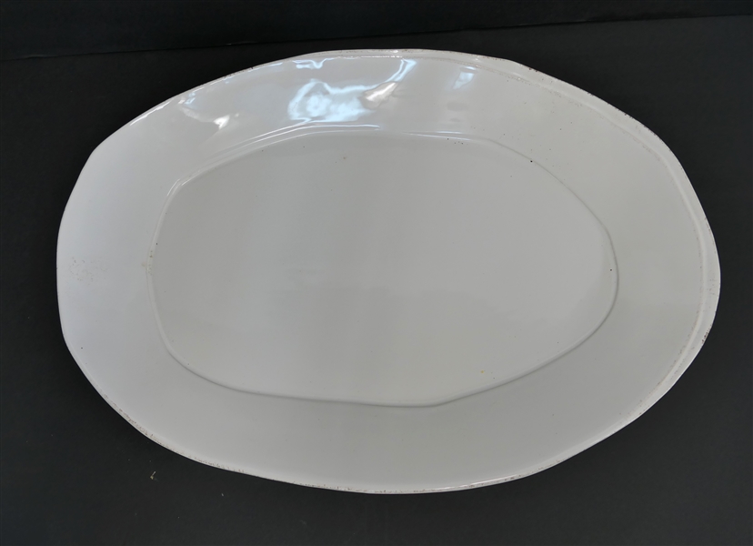 Large Oval Vietri "Lastra" White Serving Platter - Measures 18" by 12 1/2" 