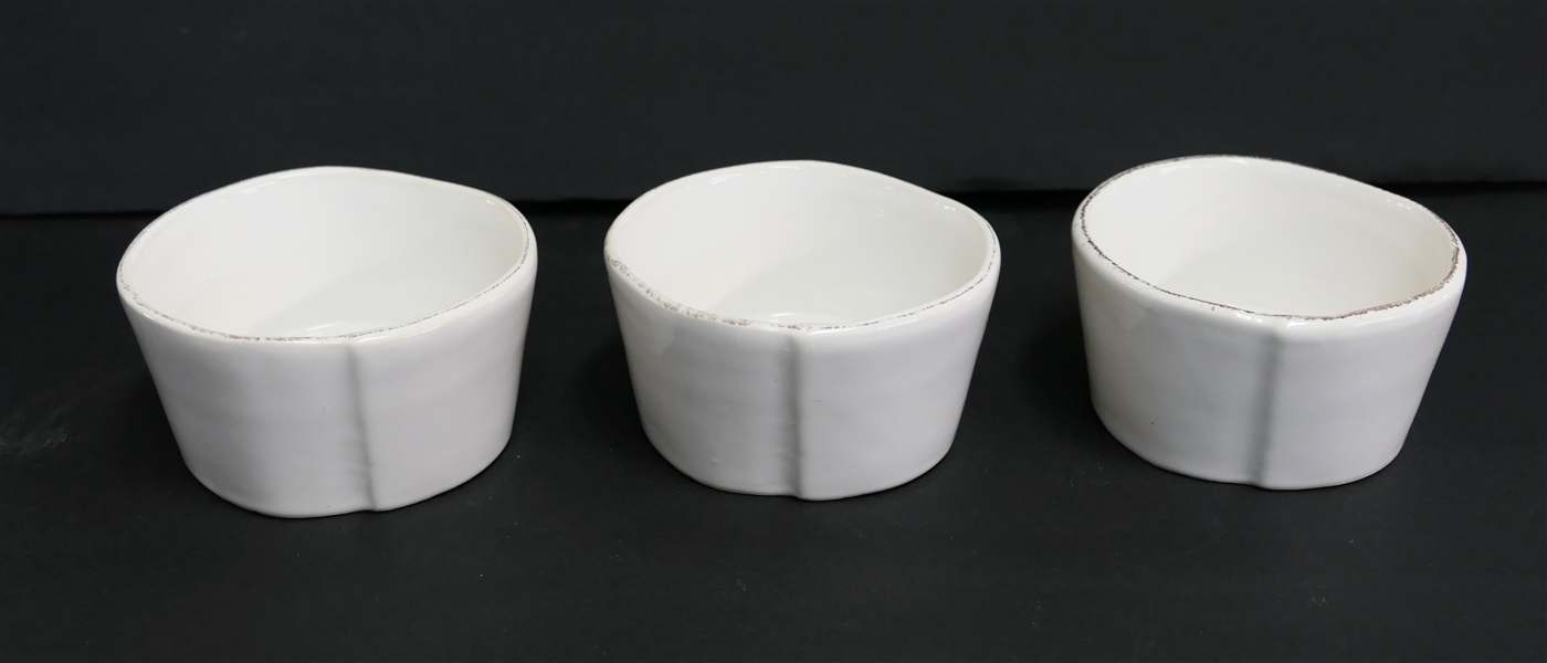 3 Vietri "Lastra" White Ramekins - each Measures 3 3/4" Across