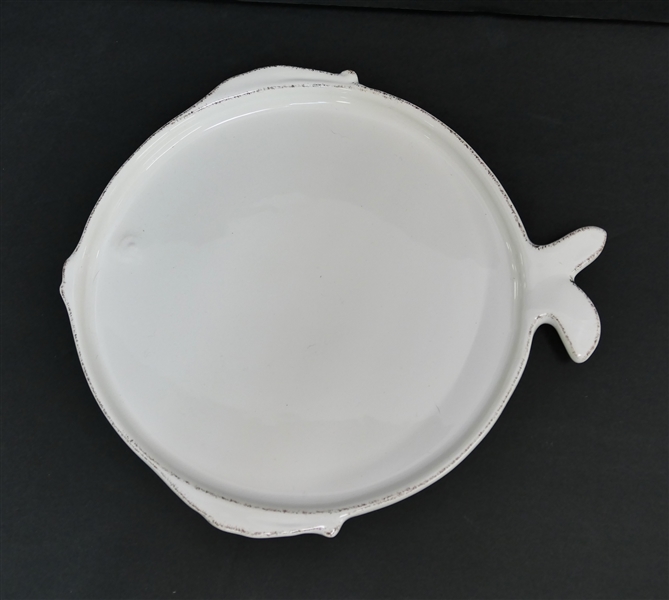 Vietri "Lastra" White Fish Plate - Measures 9" Across - 10" Mouth to Tail