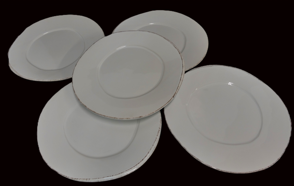 5 Vietri "Lastra" White Dinner Plates - Each Measures 12" Across