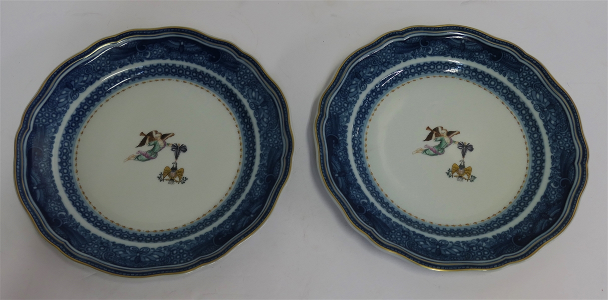 2 - Winterthur Reproduction Plates by Mottahedeh - Vista Alegre - Society of Cincinnati - Each Plate Measures 9 1/2" 