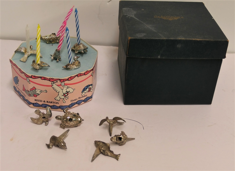 2 Sets of Vintage Reed & Barton Birthday Candle Holders - 1 Set in Original Candle Box 