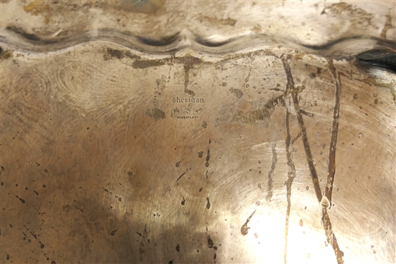 2 Footed Silverplate Trays - Rectangular - Beautifully Decorated - Measures 12 by 9 3/4 Square measures 15 by 15 