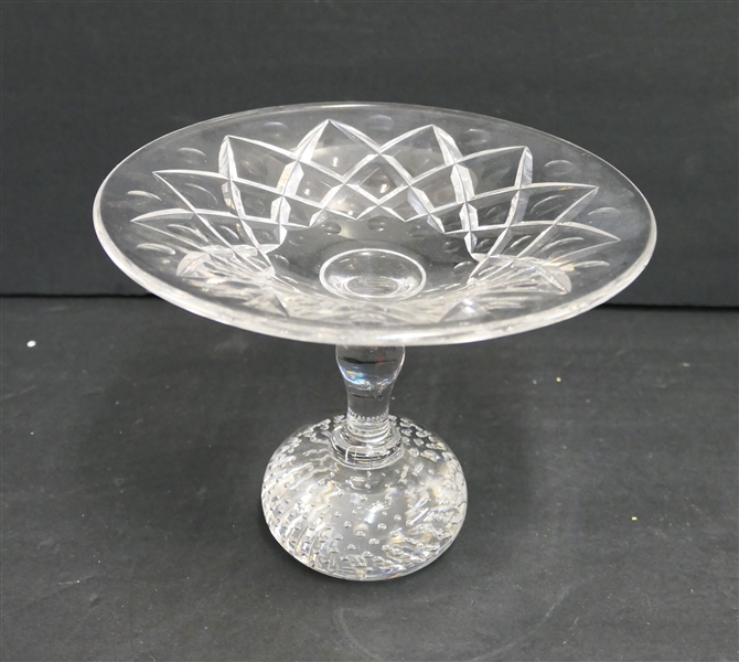 Beautiful Crystal Compote on Bulbous Base with Bubbles Throughout - Compote Measures 5 1/4" tall 6 3/4" Across