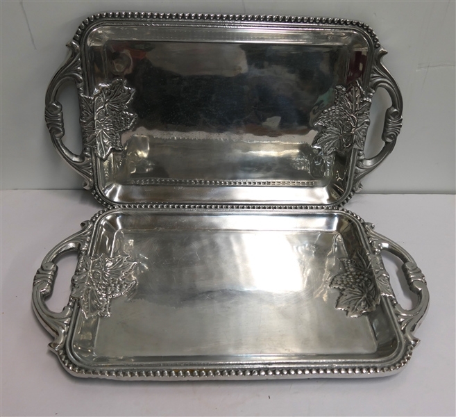 2 - Tan San - Freezer to Oven to Table - Trays with Grape and Leaf Motif - Each Tray Measures 19" by 11 1/2" Including Handles