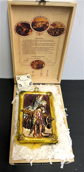 Kurt S. Adler - Polonaise Collection "Flight Into Egypt" After Rembrandt Van Rijn - Hand Painted Christmas Ornament in Original Wood Case - Handmade in Poland - Ornament Measures 5 3/4" by 4" 