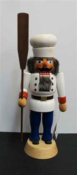 Starcom Hand Crafted and Hand Painted German Nutcracker "Baker" - Original Hang Tag on Arm - Nutcracker Measures 15" - Needs Some Surface Cleaning