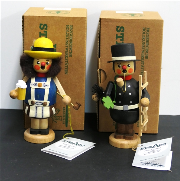 2 - Kaden StrAco Germany Incense Smokers - "Bavarian" and "Chimney Sweep" - Both in Original Boxes with Tags-  Hand Painted and Hand Crafted in Germany - 5.5" - Both Un-Used