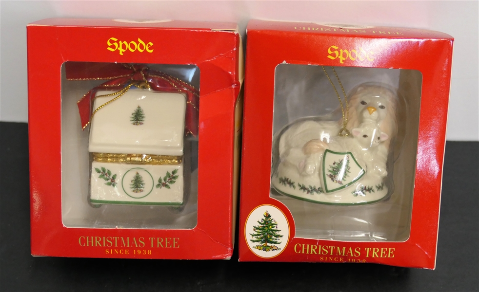 2 - Spode "Christmas Tree" Christmas Ornaments - "2003 Peaceable Kingdom" and "2003 Hinged Box Ornament - Toy Chest" - Both in Original Boxes