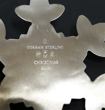 Gorham 2003 Thirty Fourth Annual Snowflake Sterling Ornament - In Original Box with Felt Pouch - $84 Original Price - Each Ornament Measures 3 1/2 Across