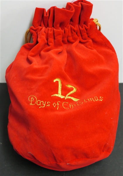 11 of the "12 Days of Christmas" Petit Point Christmas Ornaments by Twos Company - with Embroidered Velvet Pouch  