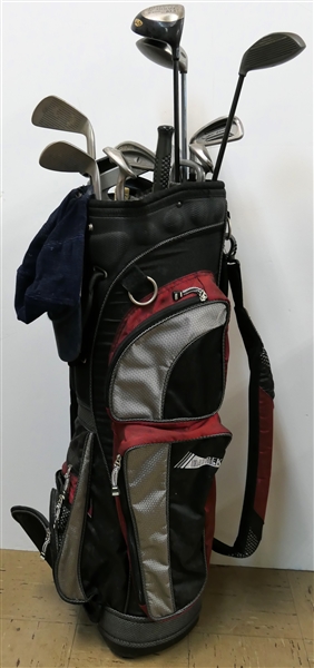 Datrek Golf Bag Full of Golf Clubs and Putters - Including Nicklaus, Calloway, Karsten, Thunderbolt, and Others - Also including Swing Stick, and Greenskeeper