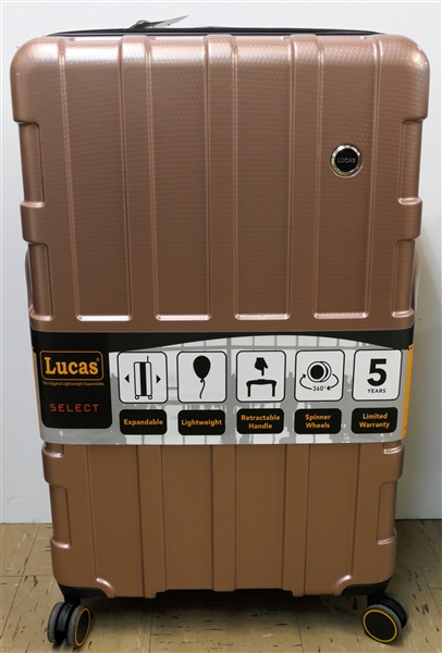 Lucas Select Hard Size Suitcase - Brand New with Tags - Rose Gold Color - Measures 34" by 20" by 12 1/2" 