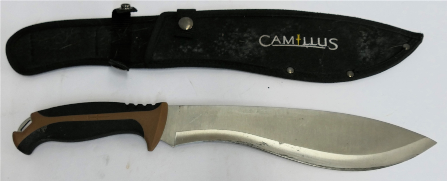 Large Camillus Fixed Blade Knife / Machete with Sheath - Knife Measures 16" Long - Blade 10 1/2"