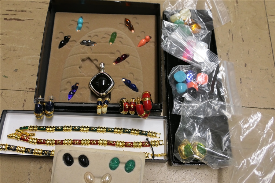 Lot of Joan Rivers Jewelry including Bracelets, Earrings, Changeable Earrings, Changeable Pendant, and Inserts