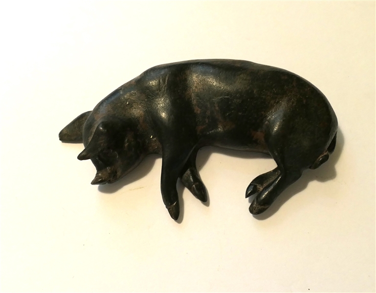 Bronze Sleeping Pig Figure - Measures 4 1/2" Long by  2 1/4" 