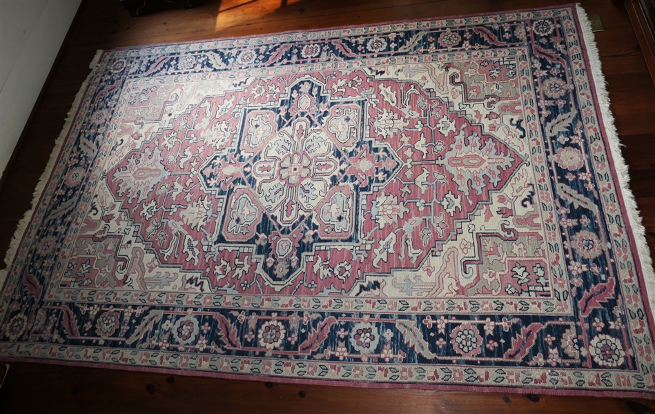 Oriental Rug - Cream, Mauve, and Blue - Rug Measures 105" by 72"