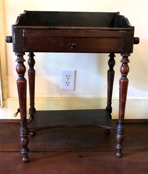 Pine Childs Washstand  - Towel Bars on Each End - Turned Legs - Stand Measures 24" Tall 20" by 11" 