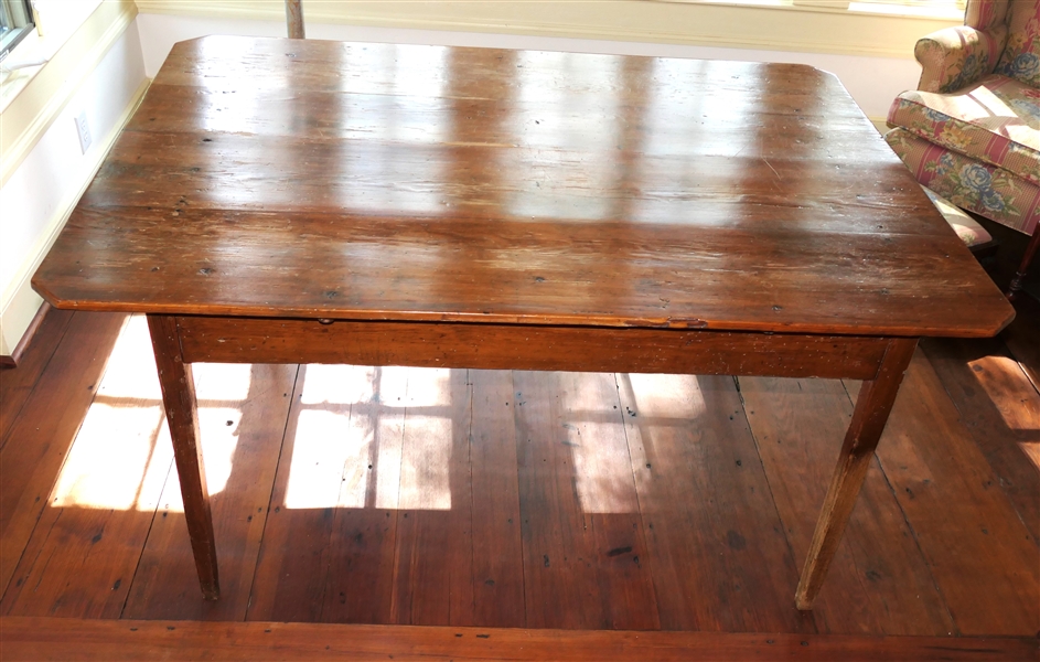 Pine Tapered Leg Farm Table - 4 Board Top - Cut Corner Top - Table Measures 30 1/2" tall 62" by 42"