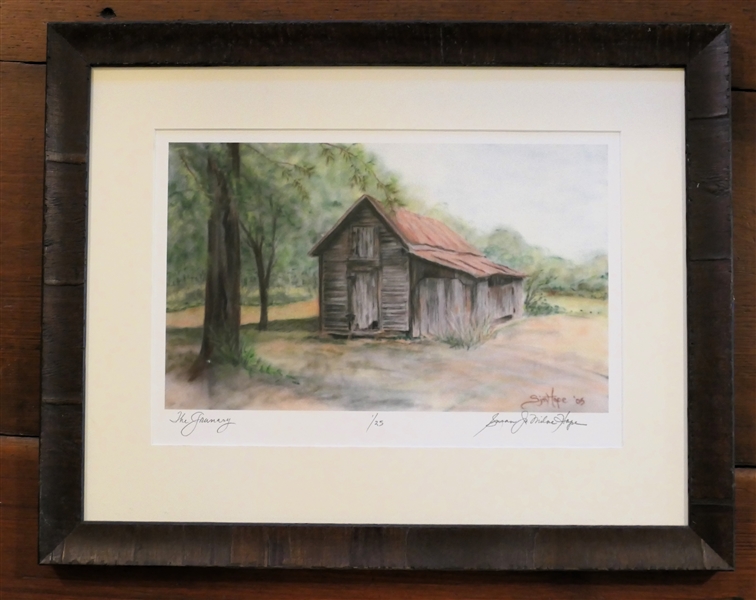 "The Grainary" by Susan  Jo Miller Hope - Artist Signed and Numbered 1/25 Print - Framed and Matted - Frame Measures 15" By 19" 