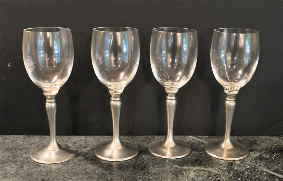 Italian Pewter and Crystal Goblets Each Measures 8" Tall 