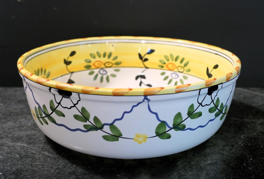 Hand Painted Portugal Bowl - "Esmerelda" - Bowl Measures 3 1/4" Tall 9" Across